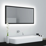 VidaXL Oglindă de baie cu LED, negru, 90x8,5x37 cm, acril