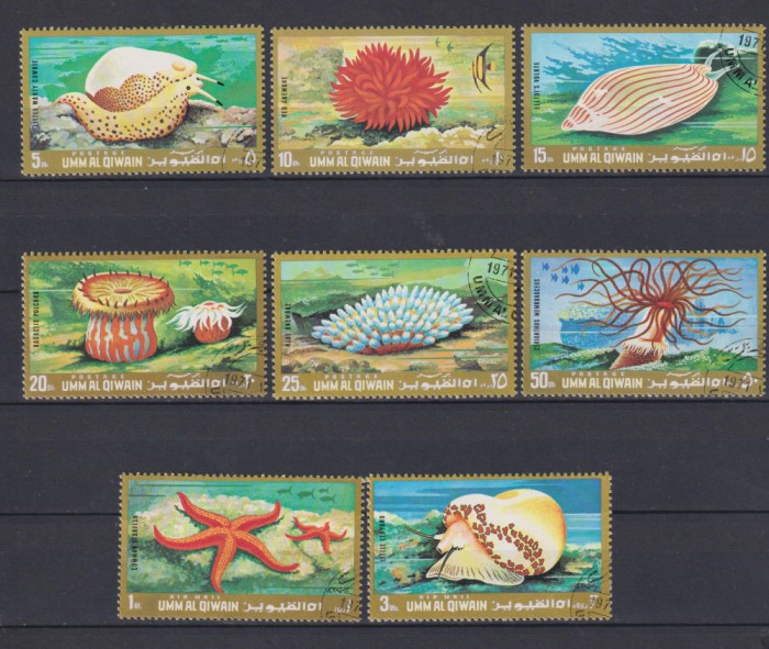 UMM AL QIWAIN 1972 FAUNA MARINA MI. 682-689 STAMPILAT