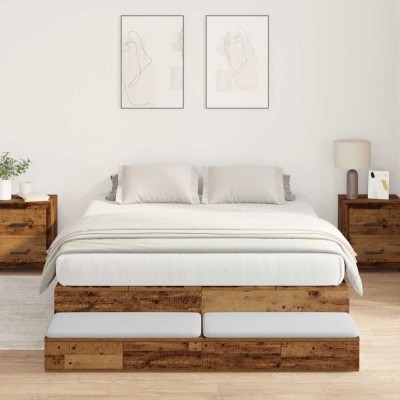 vidaXL Cadru de pat cu depozitare Lemn vechi 226.5 x 135 x 31.5 cm 3335707 foto