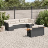 Gossi set mobilier de gradina cu perne, 9 piese, negru, poliratan