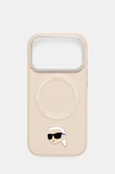 Karl Lagerfeld husă pentru telefon iPhone 17 Pro culoarea bej, KLHMP17LPSMLRKLE