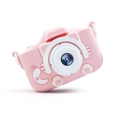 Aparat foto pentru copii, ecran 2 inch, 12 MP, rezolutie 1080P, HD, peste 2000 de fotografii, 2 ore videoclip, incarcare USB, roz