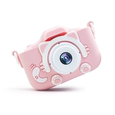 Aparat foto pentru copii, ecran 2 inch, 12 MP, rezolutie 1080P, HD, peste 2000 de fotografii, 2 ore videoclip, incarcare USB, roz foto