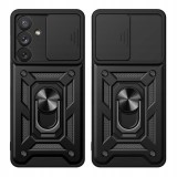 Husa Antisoc Samsung Galaxy A24 Protectie Camera, Inel Stand, Negru , Techsuit TCSS