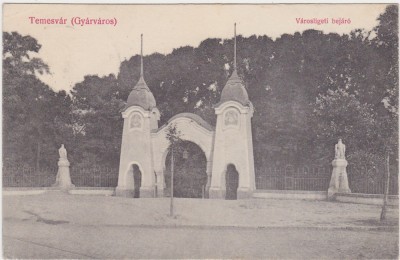 Timisoara Gy&amp;aacute;rv&amp;aacute;ros V&amp;aacute;rosligeti bej&amp;aacute;r&amp;oacute; Fabric intrarea in parc ND(1912) foto