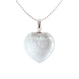 Pandantiv cu lantisor Inima de Cristal de Stanca (Quartz Transparent), talisman