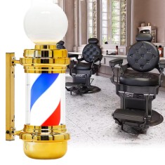 Lampă iluminată cilidrică model Barber Pole auriu 68cm