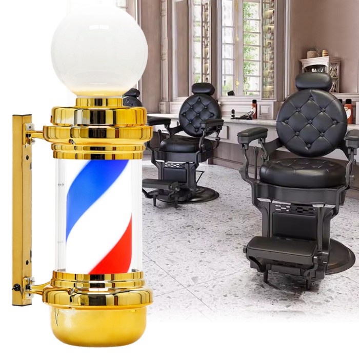 Lampă iluminată cilidrică model Barber Pole auriu 68cm
