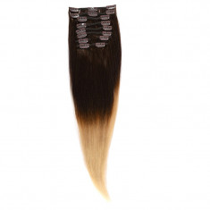 Clip-On Par Natural 60cm 100gr Ombre Castaniu/Blond Deschis #T2/60 foto