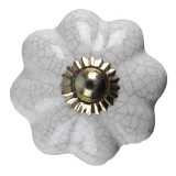 Cumpara ieftin Set 2 butoni mobilier ceramica alba metal auriu &Oslash; 4x4 cm
