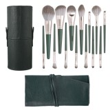 Set 14 Pensule Machiaj Profesional, Par Sintetic Premium, Maner Lemn, Husa Depozitare, Verde