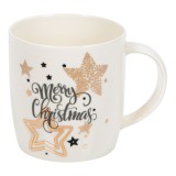 Cana de Crăciun New Bone, Alb, Stele Foil Aurii, Capacitate 325ml, Merry Christmas, Oem
