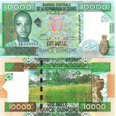 Guineea 10 000 Francs 2008 P-46 UNC foto