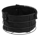 Cutie P&acirc;ine Textil Negru Rotund cu Bază Metalică 22x12cm - Suport Painici Elegant, Durabil, Design Modern