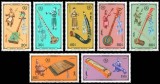Mongolia 1986 - Seria Completă Instrumente Muzicale Tradiționale Mongoleze (Traditional Musical Instruments) 7 Valori MNH -MNG1