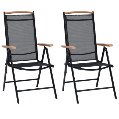 Gossi scaune pliante de gradina, 2 buc., negru, aluminiu si textilena foto