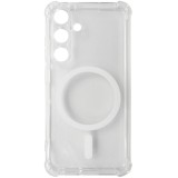 Husa spate silicon transparent cu alb, magnet, colturi intarite, pentru Samsung Galaxy S24 5G