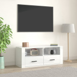 Comodă TV, alb extralucios, 100x35x40 cm, lemn prelucrat, vidaXL