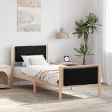 vidaXL Cadru de pat cu headboard Negru 75 x 190 cm țesătură 878371
