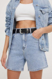 Answear Lab pantaloni scurti jeans femei, cu imprimeu, high waist