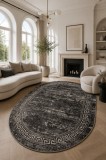 Covor Oval Mira 24001-190, Marime 60 x 110 cm, Gri, Inaltime Fir 6 mm, Antialergic, Polipropilena, Living, Dormitor, Sufragerie, Birou