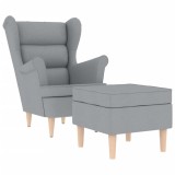 Cumpara ieftin Fotoliu cu taburet pentru picioare, gri deschis material textil