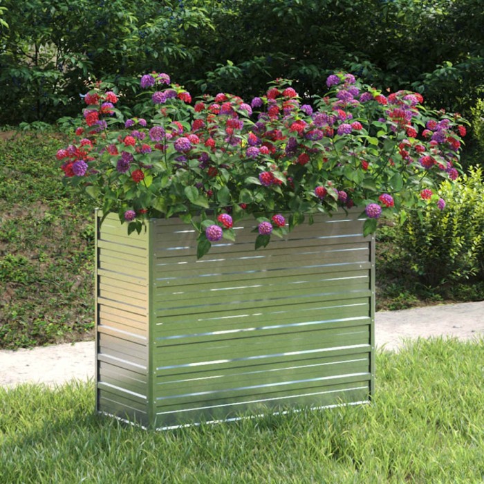 Strat &icirc;nălțat de grădină argintiu 100x40x77 cm oțel galvanizat