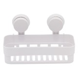 Suport baie tip raft pentru accesorii baie, Nebunici, plastic, alb, 26x11x7 cm, prindere cu ventuze