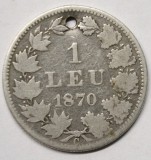 1 LEU 1870 . ORIENTARE TIP MEDALIE . RAR .