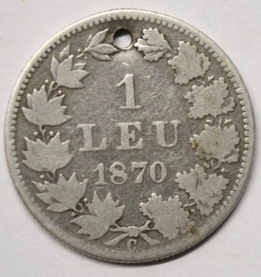1 LEU 1870 . ORIENTARE TIP MEDALIE . RAR . foto