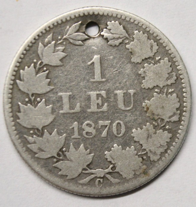 1 LEU 1870 . ORIENTARE TIP MEDALIE . RAR .