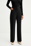 BOSS pantaloni de l&acirc;nă culoarea negru, lat, medium waist, 50546613