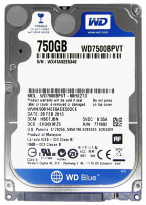 HDD Hard Disk Laptop WD Blue WD7500BPVT 750GB 750 sata foto