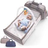 Geanta Multifunctionala Bebe, Patut Portabil, Scutece, Gri, Globiz, Best CarHome, 50x26x16 cm