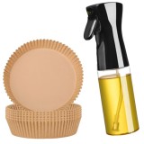 Set 100 de hartii pentru friteuza cu aer si pulverizator, 20 x 4.5 cm, multicolor