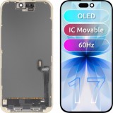 Display cu Touchscreen MP compatibil cu Apple iPhone 17, cu Rama, Versiune OLED FHD IC Movable, Negru