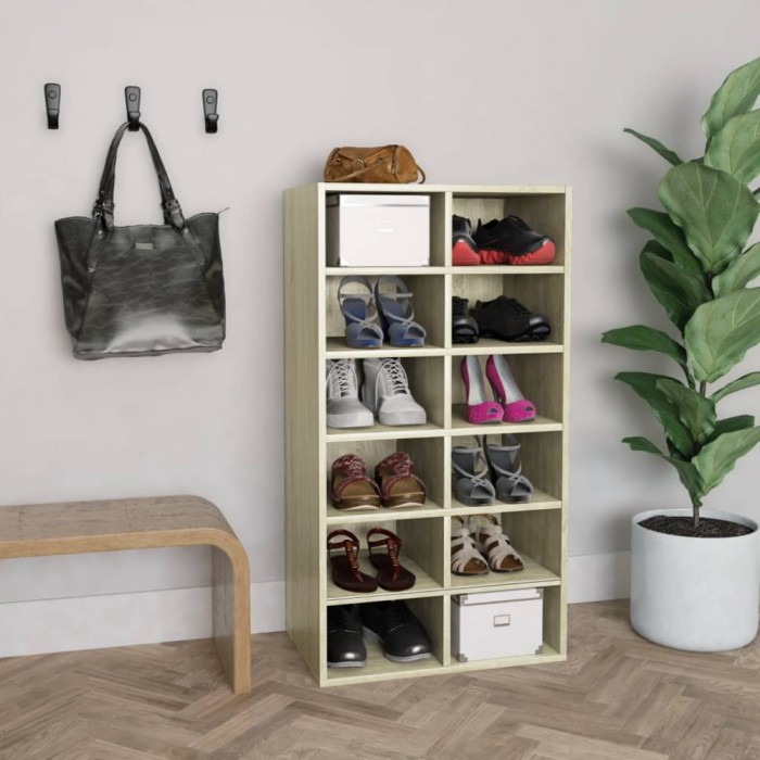 vidaXL Pantofar, stejar sonoma, 54x34x100,5 cm, lemn compozit