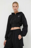 Cumpara ieftin Adidas by Stella McCartney bluză trening culoarea negru, cu glugă, uni IN3637