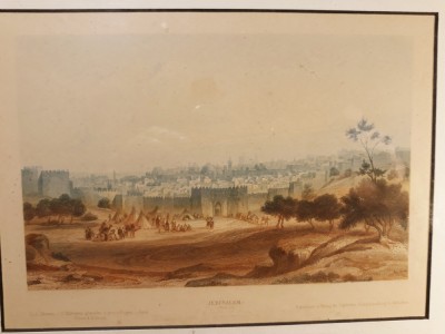 LITOGRAFIE VECHE - CETATEA IERUSALIM - 22 X 16 CM - CU PASSEPSRTOUT 32 X 27 CM foto