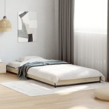 VidaXL Cadru de pat, stejar sonoma, 100x200cm, lemn prelucrat și metal