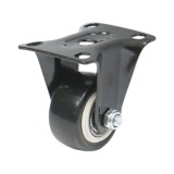 Roata fixa din PVC negru 42x21 mm, cu placa din otel 60x43 mm, 30 kg