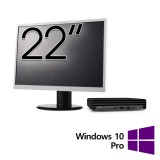 Pachet Calculator Refurbished HP ProDesk 400 G6 Mini, Intel Core i5-10500T 2.30 - 3.80GHz, 8GB DDR4, 256GB SSD + Monitor 22 Inch + Windows 10 Pro NewT