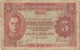 1945, 5 cents (P-7a) - Malaya!