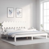 Cumpara ieftin Cadru de pat fără saltea, alb, 200x200 cm, lemn masiv pin