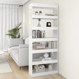 VidaXL Bibliotecă/Separator cameră, alb extralucios, 80x30x198cm, lemn
