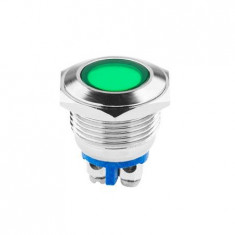 INDICATOR LED VERDE METALIC 18MM 12V