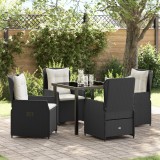 vidaXL Set de dining pentru grădină 5 piese Ratan Polimer Negru