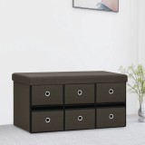 vidaXL Bancă depozitare pliabilă maro &icirc;nchis 76x38x38cm imitație p&acirc;nză