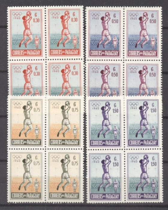 Paraguay 1960 Sport, Olympics, block x 4, MNH G.200