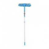 Stergator geamuri 2 in 1, laveta si lama de cauciuc, cap rabatabil, maner telescopic, 105x33x33cm, bleu, Strend Pro LE24485